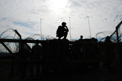 Israeli soldier on barrier